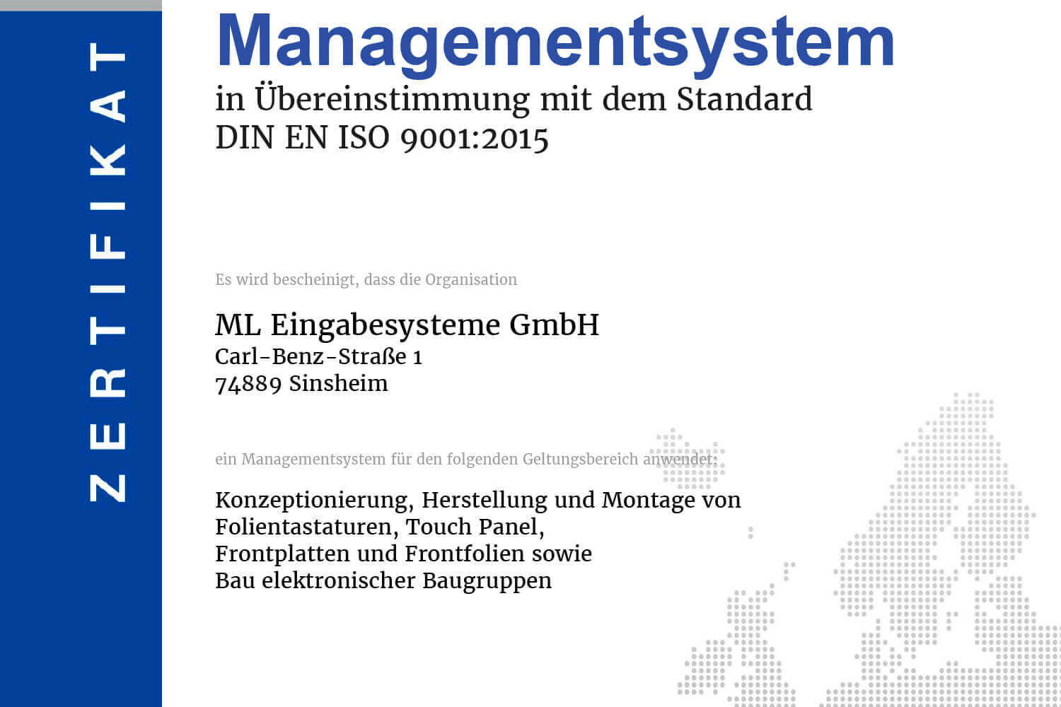 Zertifikate ML Eingabesysteme GmbH